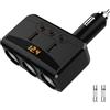 Greatzer Caricatore Auto 100W 5 in 1 Multi Sdoppiatore Presa Accendisigari per Veicoli a 12V/24V Presa USB Auto Display LED con Doppia USB Interruttore Individuale per GPS, Cellulare,iPad, Dash Cam