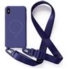 Leather Armor Cover Compatible con iPhone XS Max rimovibile custodia in silicone,[Antiurto] [AntiGraffio] [Antiscivolo] Custodia con Regolabile Collana per Cordino Collana Necklace Cover Corda-Blu