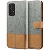 BEZ Custodia Portafoglio per Samsung Galaxy A52 e A52S 5G, Protettiva in Tela e Pelle PU con Chiusura Magnetica, Grigio