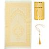 Prien Tappeto da preghiera musulmana con Tasbih per regali islamici, scatola regalo islamica portatile, set Ramadan per donne e uomini, Sajadah, elegante borsa in moquette turca, morbidi tappetini da