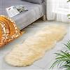 twirush Tappeto soffice in finta pelle di pecora, tappeto shaggy, beige, soffice tappeto lavabile, in finta pelliccia, antiscivolo, per camere da letto e soggiorno (beige, 60 x 180 cm)
