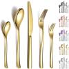 Berglander Set di posate in oro 30 pezzi, robusto acciaio inossidabile placcato in titanio Set di posate dorate antiruggine, forchette e cucchiai lavabili in lavastoviglie