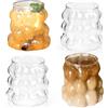 SHMSHNG Bicchieri e stoviglie, 350 ml, per caffè freddo, latte macchiato, vetro matcha, bicchieri Mojito, fantasia, lavabili in lavastoviglie (4pcs)