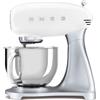 Smeg, Impastatrice Planetaria SMF04WHEU, 10 Livelli di Velocità, Funzione Smooth Start e Steady Mix, Ciotola da 4,8 L, Sicurezza Blocco Motore, Inclusi 2 Fruste e Gancio Impastatore, 800 W, Bianco
