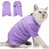 HEYWEAN Tutina Gatto Post Operatorio Body per Gatto Pigiama Manica Lunga Post Intervento Tuta Gattos Sterilizzato Body Chirurgico Gatto Vestito Medica Alternative al Collare