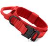 Huntvp Collare Tattico per Cani Regolabile con Maniglia di Comando, Collare Militare in Nylon con Fibbia in Metallo per Cani di Taglia Media e Grande, Addestramento, Alla Caccia, All'aperto, Rosso-M