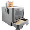 Ravytha Lettiera Gatto Chiusa Grande Antiodore, Toilette per Gatti, Cassetta Gatto, Lettiere per Gatti Chiuse, Lettiera con Cassetto Setaccio, con Paletta (Grigio)