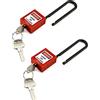 QWORK® Lucchetto di sicurezza, 2 lucchetto con 4 chiave, con Maniglia di Blocco Estesa in Nylon Non Conduttivo da 76 mm, Rosso