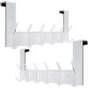 WEBI Appendiabiti da Porta,Attaccapanni da Porta,Gancio Porta,Acciaio Inox Appendino da Porta con 6 Ganci,Porta Accappatoio da Bagno,2.1cm,Bianco,2 Pezzi