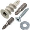 AERZETIX - Kit da 60 tasselli per cartongesso Ø13x34 mm in nylon + 60 viti per legno Ø4.5x25 mm + 60 rondelle larghe per bullone M5 + 2 inserti di avvitamento PZ2/PZ3 1/4x25 mm