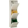 DRW Pattumiera riciclabile Bianca 3 cubi, Metallo, 33 x 25 x 135 cm