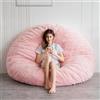 MAXYOYO Letto a sacco-poltrona in rosa, divano-sedia quadrato con rivestimento in peluche soffice e imbottitura - Ideale per adulti, coppie e ospiti - Formato grande 180x180 cm