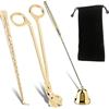 QeeHeng 3pc Macchine per la Copertura delle Candele di Acciaio Inossidabile, Candela da fiuto, Trimmer Wick e Dipper Wick, Set per Macchine per la Cura delle Candele (Oro)