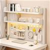 Yahbrra Libreria piccola con chiusura a morsetto, per dormitorio, casa, 3 animali, ufficio, computer, scrivania, accessori, organizer regolabile (bianco, 100 x 95 cm)