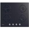 CANDY PIANO COTTURA GAS VETRO TEMPERATO 4 FORNELLI INCASSO 59CM CVG6B NERO