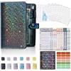 Hykiee Porta Soldi con Bustine 12 Trasparenti, Raccoglitore Soldi per Risparmi PU A6 Quaderno Documenti ad Anelli Agenda, Budget Binder Planner Money Organizer/Organizzatore Cash Stuffing (Nero)