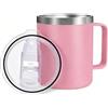 Byitin Tazza Termica 360ml con Manico, Mug Termica in Acciaio Inox con Coperchio Ermetico, Bicchiere Termico da Viaggio per Caffè, Ufficio, Campeggio e Viaggi(Rosa)