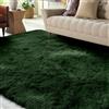 XSIVOD Tappeto Salotto 160x230 Tappeto Camera da Letto Moderno e Morbido per Soggiorno a Pelo Alte Lavabile Fluffy Uni Effetto Pelliccia Senza Tempo Elegante Antiscivolo Facile da Pulire, Verde scuro