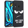 kwmobile Cover Compatibile con Samsung Galaxy A20e - Custodia in Silicone TPU - Cover Protettiva Soft Case - Don't touch my phone bianco/nero