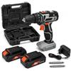 KOMBO - Trapano Avvitatore Cordless 20V con 2 Batterie Litio 1300mAh e Valigetta - 2 Velocità 0-400/0-1400rpm, 18+1 Coppie, Mandrino Autoserrante 10mm, Foratura Legno/Ferro/Muro