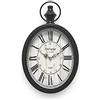 Menterry Piccolo orologio da parete ovale retrò, design antico, nero, vintage, funzionamento a batteria, silenzioso, per cucina, camera da letto, fattoria, bagno, 28,4 x 17 cm (A x P)