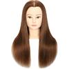 MORRIS Testa di manichino femminile in 100% capelli umani, testa di manichino per parrucchieri con morsetto (marrone) (40,6 cm)