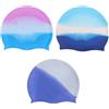 CALLYSONIC 3 pezzi Cuffia da nuoto per bambini, Cuffia da nuoto per bambini, Cuffia da nuoto per capelli lunghi e corti, Cuffia impermeabile in silicone colorata, per ragazzi e ragazze (colorata-1)