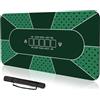 PERFECT LASER Tappetino da poker Texas Hold'em, per 10 giocatori, portatile, con stampa layout art deco, superficie liscia di alta qualità, riduzione del rumore, leggero, per giochi ovunque (verde, 119,4 x 58,4 cm)