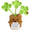 XRVRILE Fiore fatto a mano all'uncinetto, portafortuna a quattro foglie, consolatore e confortatore dell'anima, abbraccio tascabile per il supporto emotivo, accessorio motivazionale