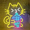 Lxmoneon Insegna al neon Cat Boba Tea insegna al neon gialla con gatto carino cartello luminoso a Bubble Tea light sign con luce al led per camera da letto bar caffetteria cucina ristorante festa