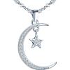 MicVivien Collana con Ciondolo Luna e Stella in Argento 925, Pendente Mezzaluna Argento con Zirconia Collana Donna Gioielli per Mamma Fidanzata Moglie