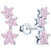 MicVivien - Orecchini da donna a forma di fiore, in argento 925, con zirconi, Zirconia cubica Argento sterling, zirconia cubica (rosa)