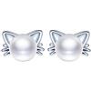 MicVivien donne orecchini gatto orecchio gioielli perla di cristallo zircone orecchini in argento 925