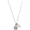 De Bussy 2 Collana San Benedetto e croce in metallo argentato con catena. È una delle medaglie più antiche della cristianità, e coloro che la portano credono che abbia potere contro il male., Metallo