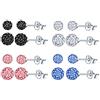 MicVivien 4 coppie orecchini a sfera di cristallo set in argento sterling 925 - nero bianco blu rosa