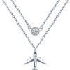 MicVivien Collana da donna 925 Argento Collana con ciondolo Zirconia Aereo Catena a doppio strato Collana