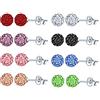 MicVivien 8 coppie orecchini a sfera di cristallo set in argento sterling 925- nero bianco blu rosa verde viola rosso champagne