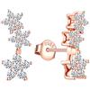 MicVivien - Orecchini da donna a forma di fiore, in argento 925, con zirconi, Zirconia cubica Argento sterling, zirconia cubica (oro rosa)