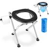 VEVOR Toilette da Campeggio Pieghevole Portatile Capacità di Carico da 160 kg, WC Pieghevole per Casa Camper Escursionismo, Sedia con WC in Acciaio Inox Sedile Rotondo con Sacchi di Spazzatura