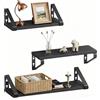 Relaxdays Mensole da Parete Set 3 pz Legno/Metallo Nero 30/35/40 cm per Libri e Decorazioni