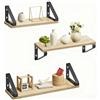 Relaxdays mensole, Set 3 30/35/40 cm, Effetto Legno & Metallo, per Libri e Decorazioni, da Muro