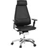hjh OFFICE 652852 Sedia da ufficio GENIDIA PRO in pelle Nero, regolabile individualmente