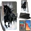 PHINIENLAND Cover per Xiaomi Redmi 12 4G/5G custodia portafoglio Cavallo nero | 3 scomparti carte, 1 tasca banconote, Chiusura magnetica, Supporto, Pelle PU flip cover per Redmi 12