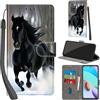 PHINIENLAND Cover per Xiaomi Redmi 10 custodia portafoglio Cavallo nero | 3 scomparti carte, 1 tasca banconote, Chiusura magnetica, Supporto, Pelle PU flip cover per Redmi 10 Prime