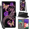 PHINIENLAND Cover per Samsung Galaxy A22 5G Case PU Pelle Custodia [Kickstand] [Chiusura magnetica] [Slot per Schede], Portafoglio Flip Custodia per Samsung A22 5G,Farfalla dorata