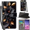 PHINIENLAND Cover per Samsung Galaxy S10 Plus Case PU Pelle Custodia [Kickstand] [Chiusura magnetica] [Slot per Schede], Portafoglio Flip Custodia per Samsung S10 Plus,Fiori