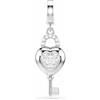 Swarovski Charm Idyllia, Taglio misto, Cuore con chiave, Bianco, Placcato rodio