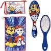 CERDÁ LIFE'S LITTLE MOMENTS Paw Patrol - Beauty case per toilette da viaggio con pettine, asciugamano e borsa di Paw Patrol - Paw Patrol per viaggio o scuola, Rosso e blu, Beauty case trasparente con chiusura a zip