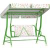 Dondolo per bambini da esterno a 2 posti con tettuccio regolabile e cinture di sicurezza, 112x75x120 cm, verde
