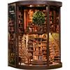 BATTREVO Book Nook Kit-Fermalibri Wisdom Rings Book Archive in legno e puzzle 3D con luce LED, set fai da te per adulti, kit diorama per decorazione libreria, regalo di Natale per compleanni
